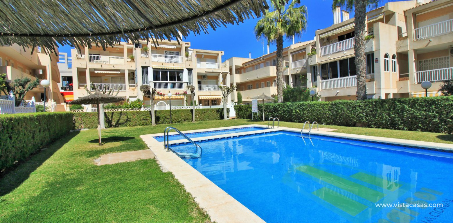South facing 2 bedroom ground floor apartment directly facing the pool for sale in Los Frutales V La Rosaleda Torrevieja pool