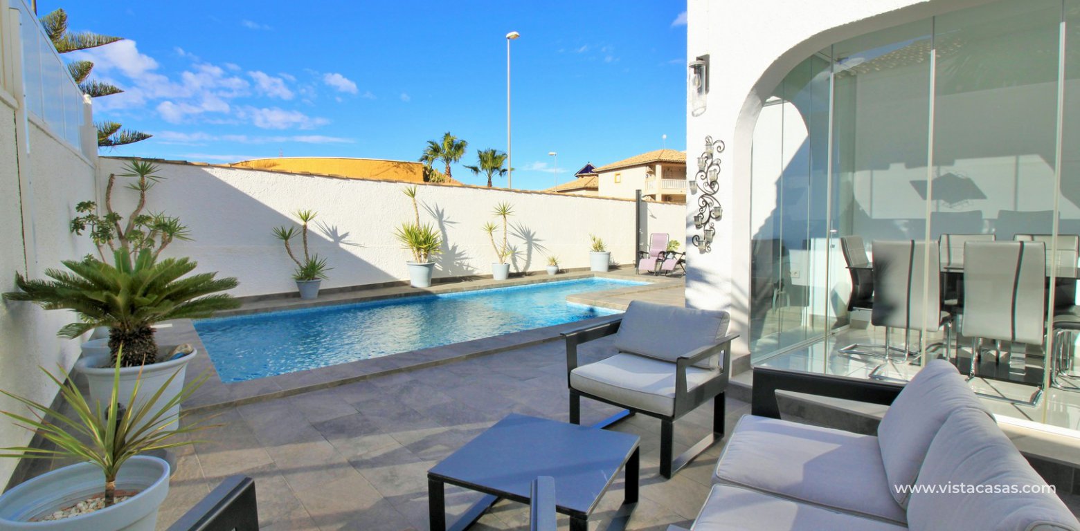 Modern renovated villa with pool for sale Villamartin front terrace 2