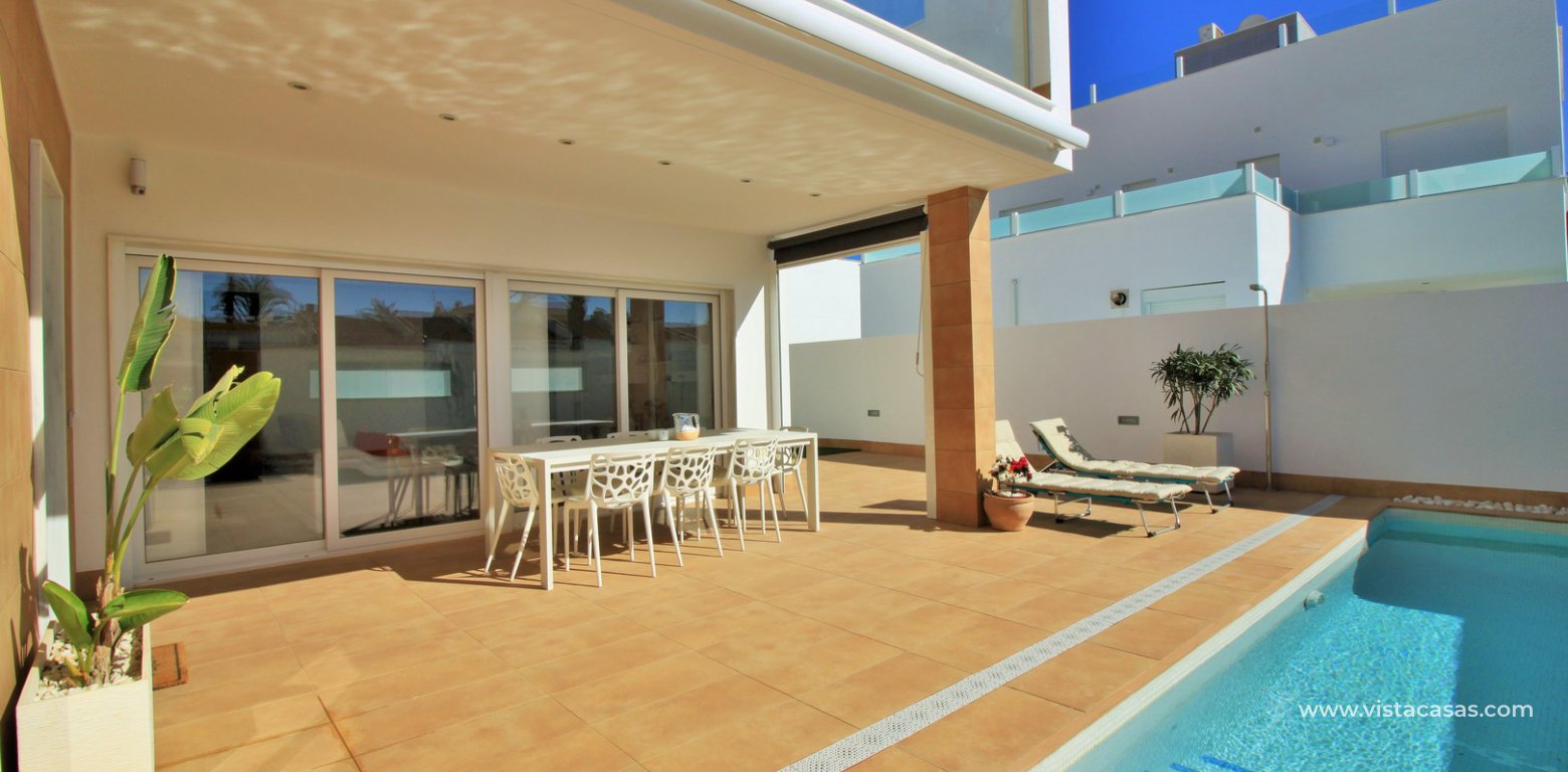 Luxury 5 bedroom detached villa with private pool for sale in Mil Palmeras front terrace