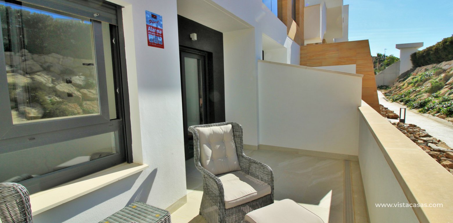 South facing ground floor apartment overlooking the pool for sale Res Samoa Los Dolses rear terrace