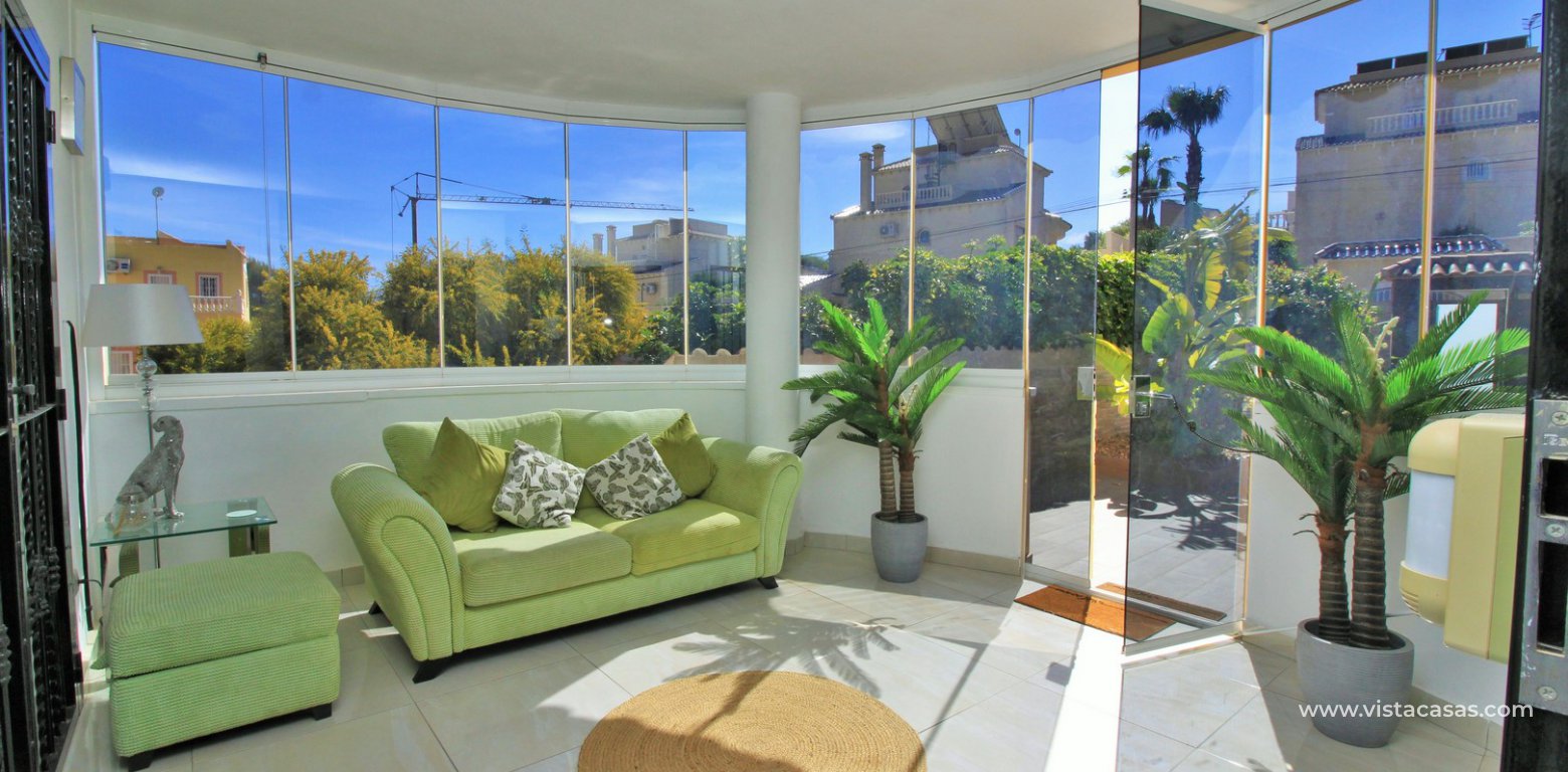 Modern 5 bedroom detached villa with private pool and large plot for sale Villamartin enclosed porch