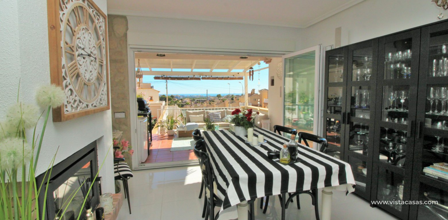 South facing townhouse with sea views for sale Villamartin dining area