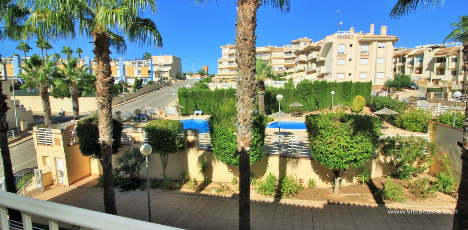 Frontline Duplex apartment for sale Las Terrazas Cabo Roig Juliet balcony pool view