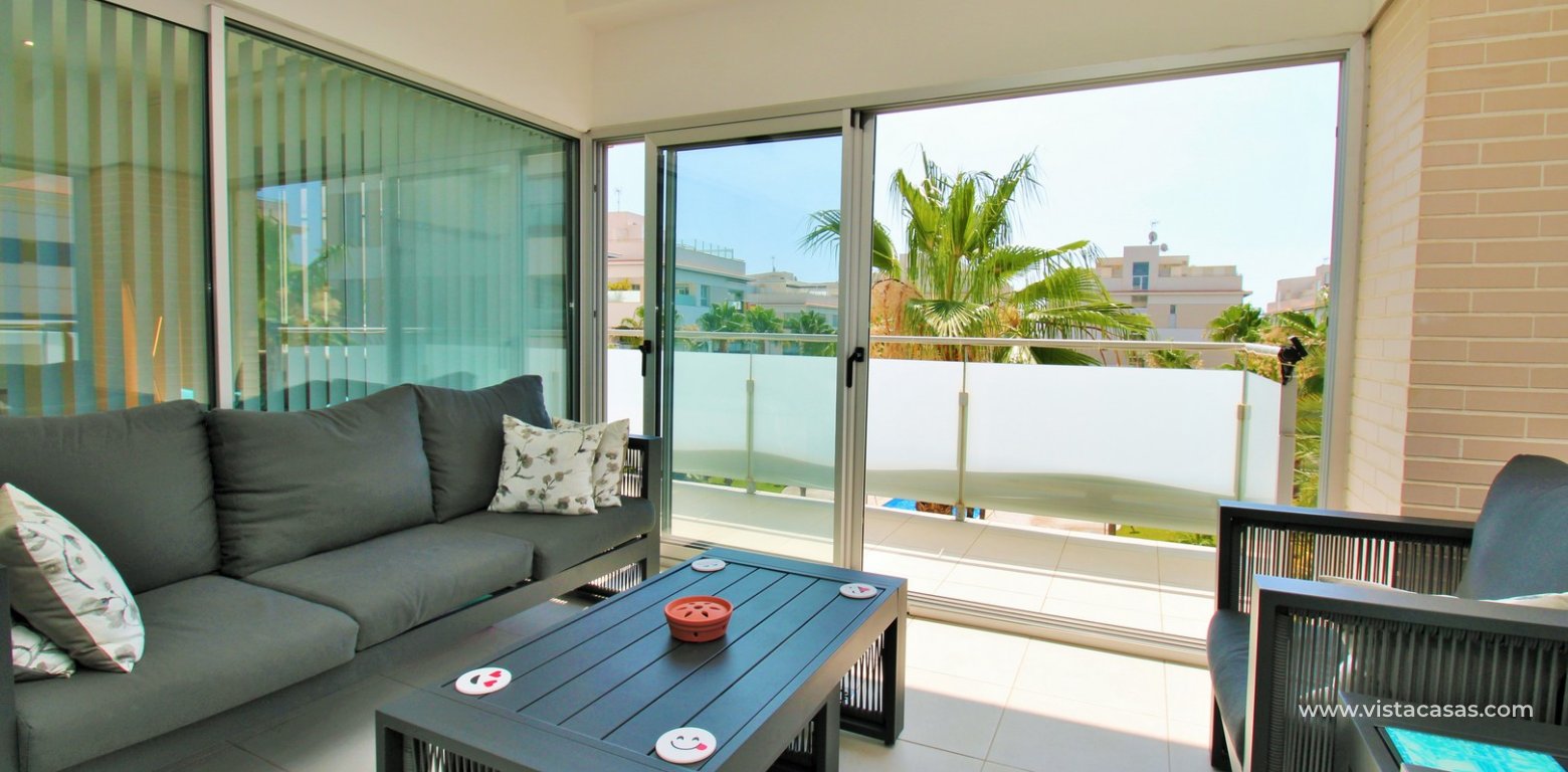 2 Bedroom Pool View Apartment For Sale In Mirador de Villamartin Los Dolses terrace
