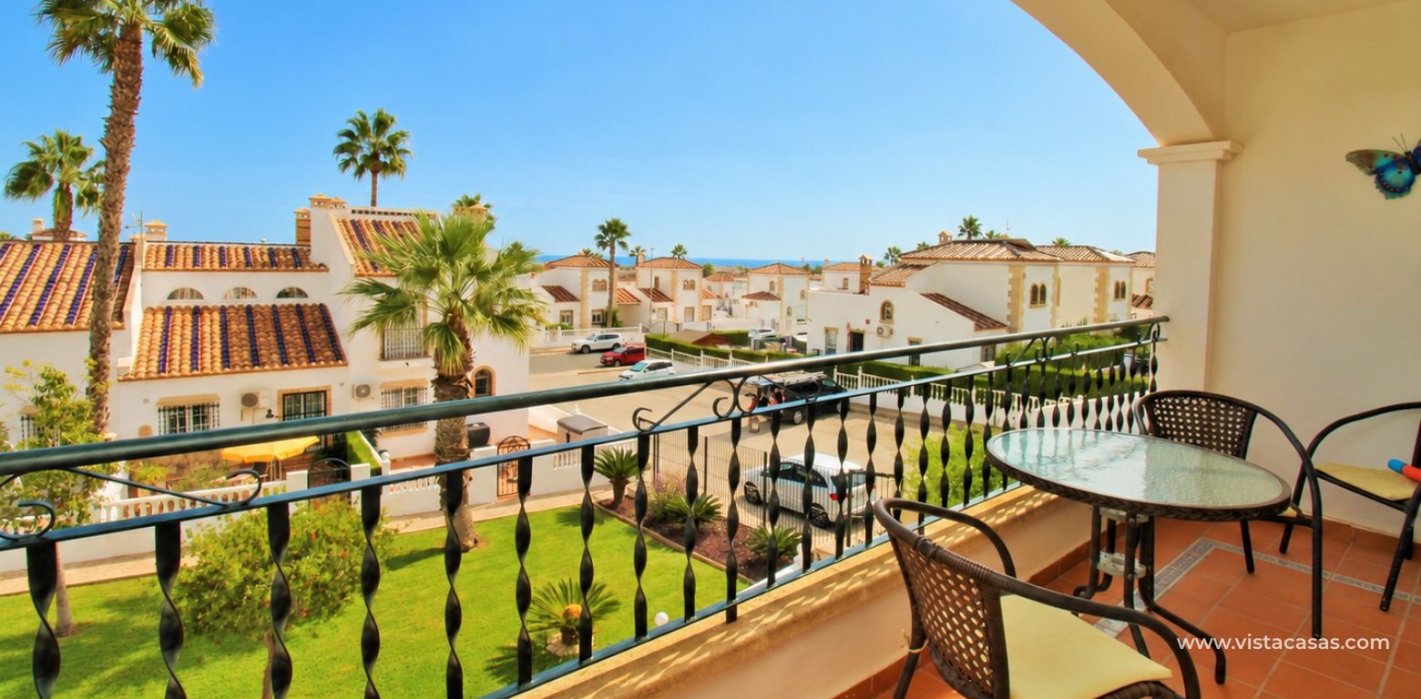 Top floor apartment with sea and pool views in for sale in Las Violetas Villamartin balcony