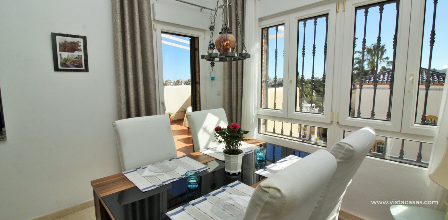 South facing detached villa with private pool for sale Los Dolses dining area 2