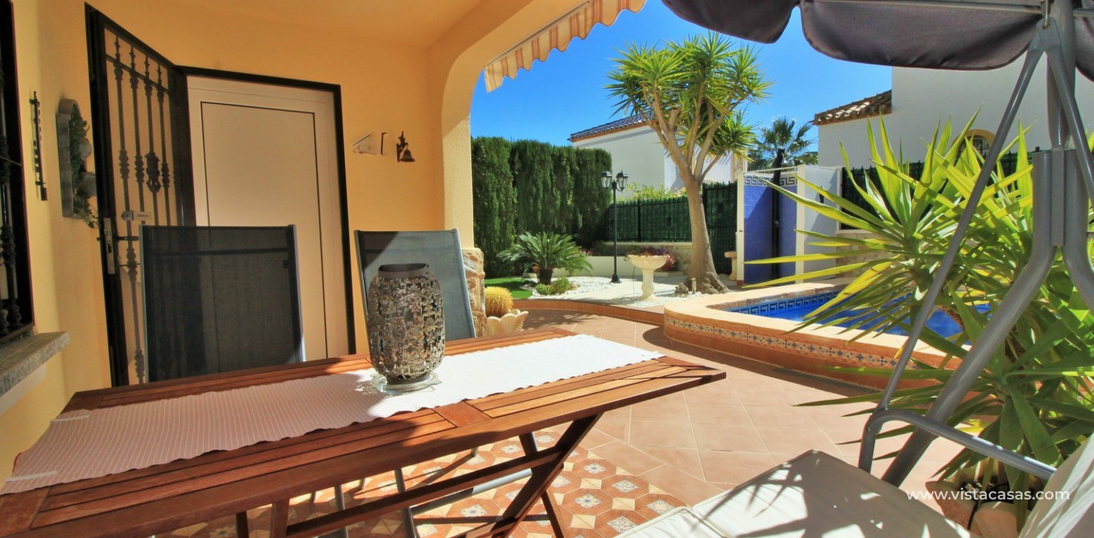South facing detached villa with private pool for sale Los Dolses porch